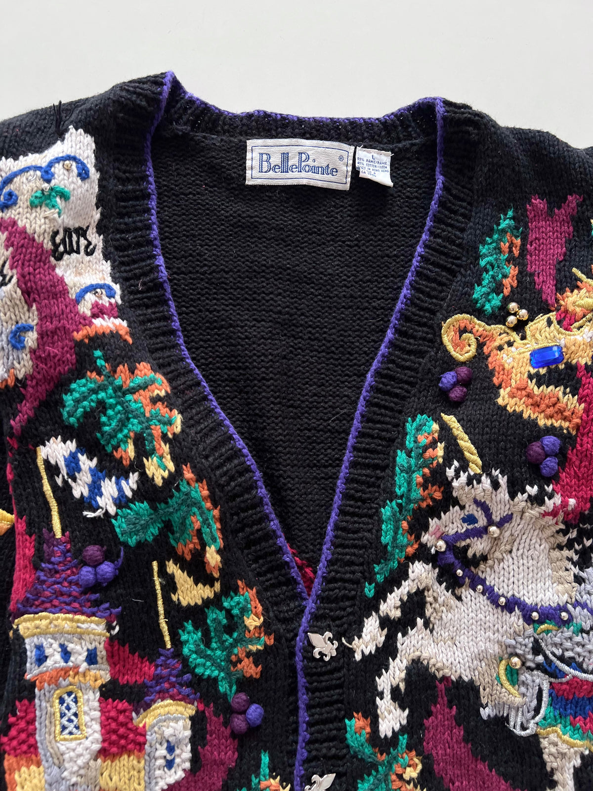 Belle Pointe Embroidered Christmas Cardigan-Bust 44