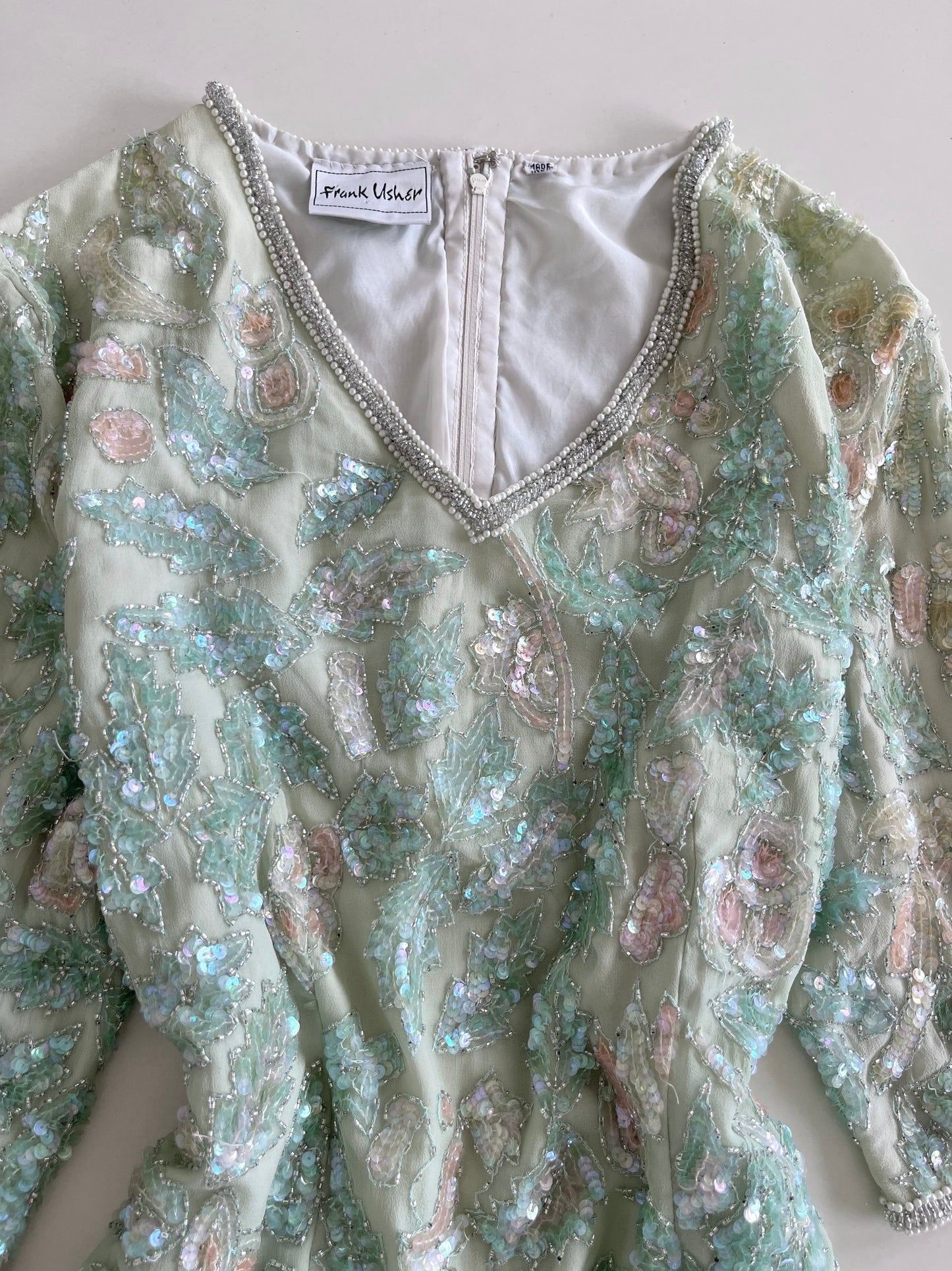 Frank Usher Heavily Embroidered Silk Top-Bust 44