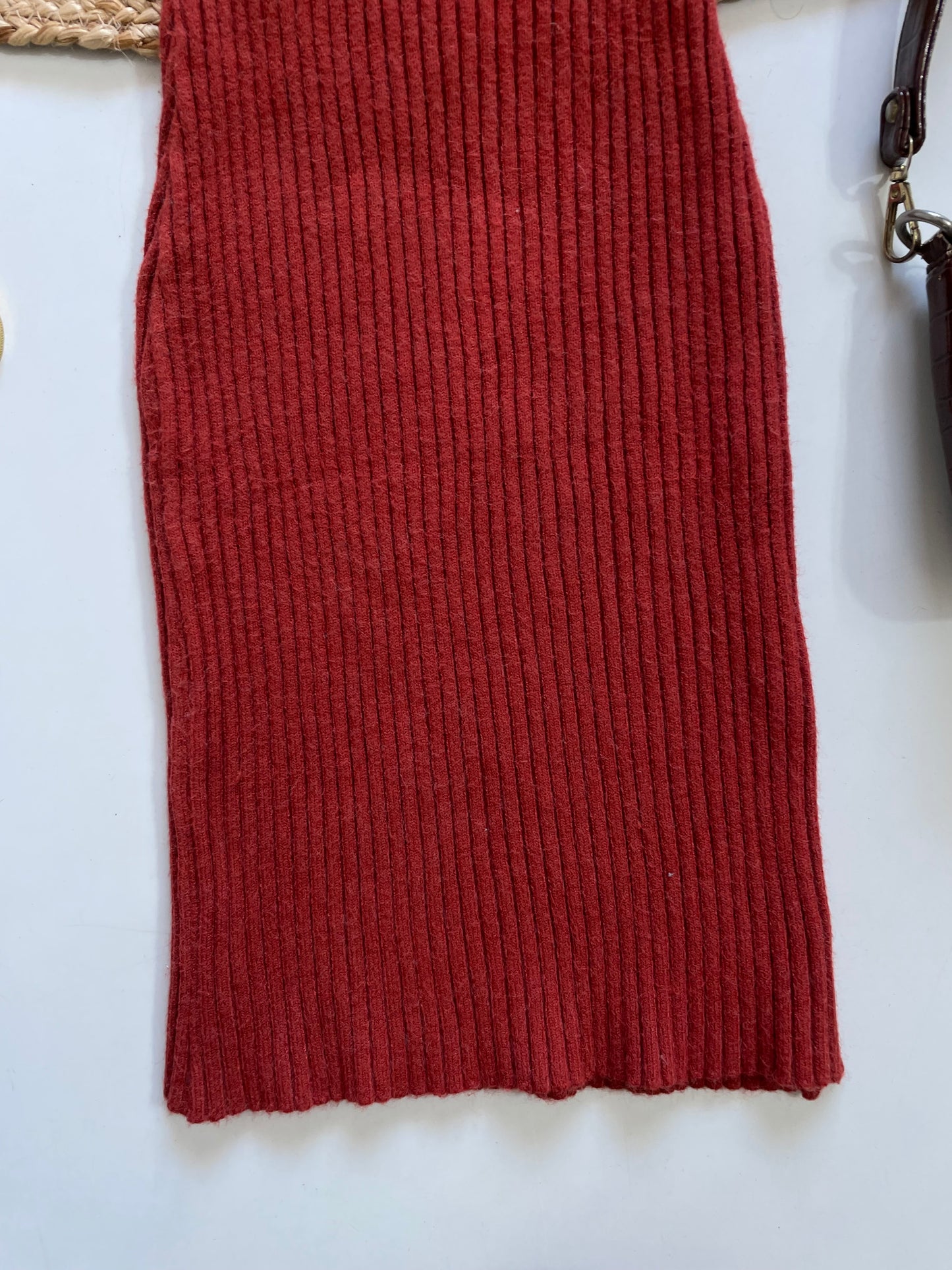 Rust Rib Knit Long Skirt - Waist 24 to 28