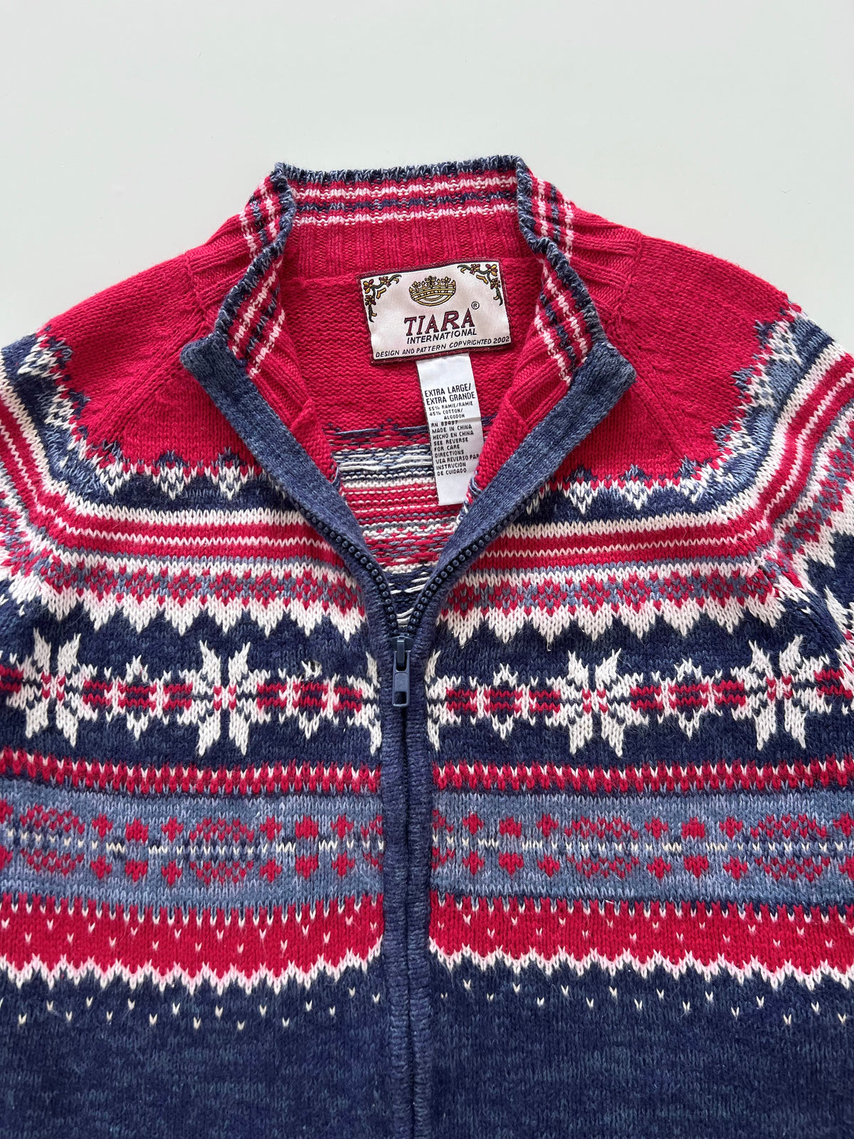 Tiara Embroidered Christmas Zipper Sweater-Bust 44