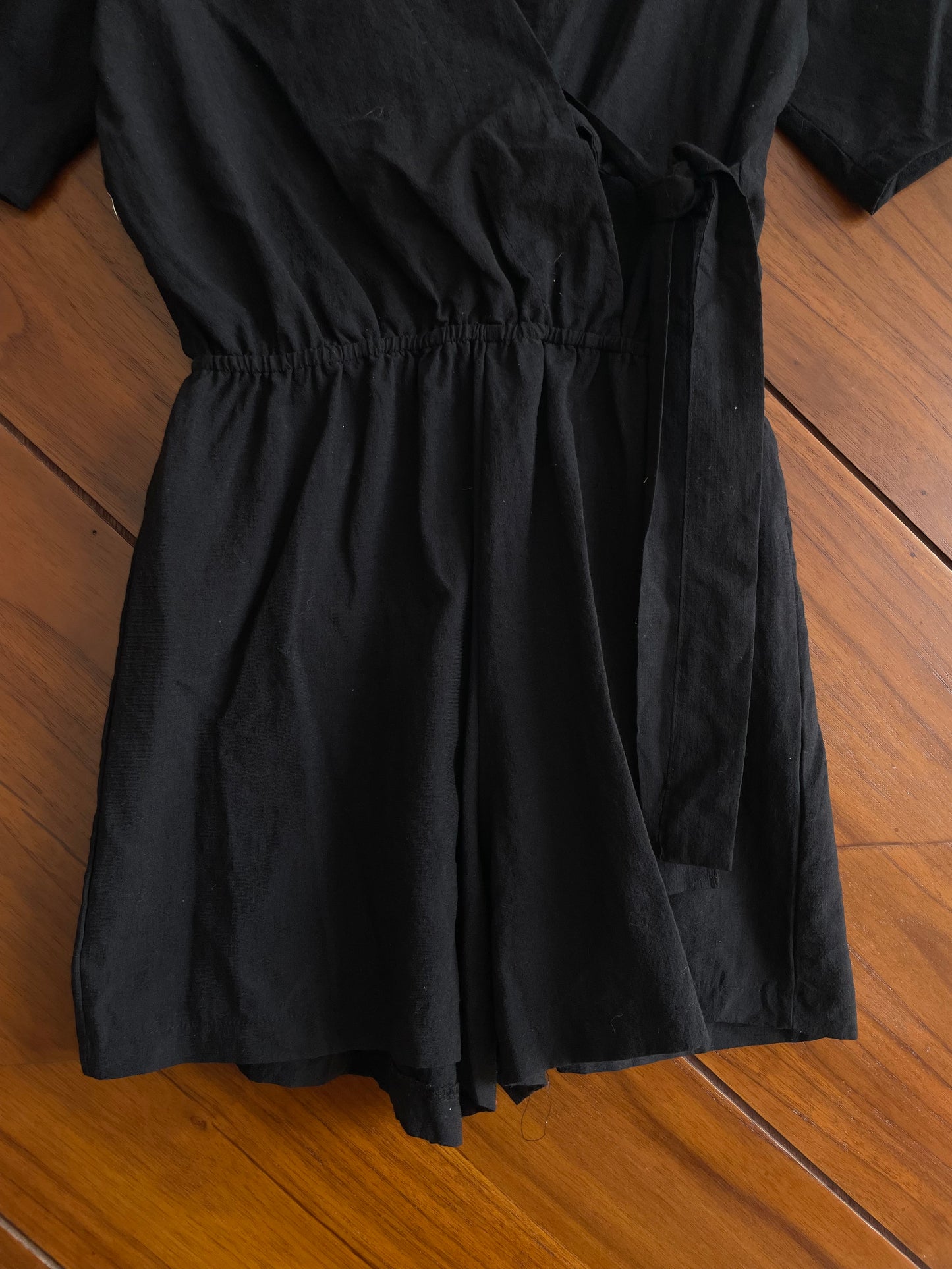 Wrap Solid Black Romper-Bust 36