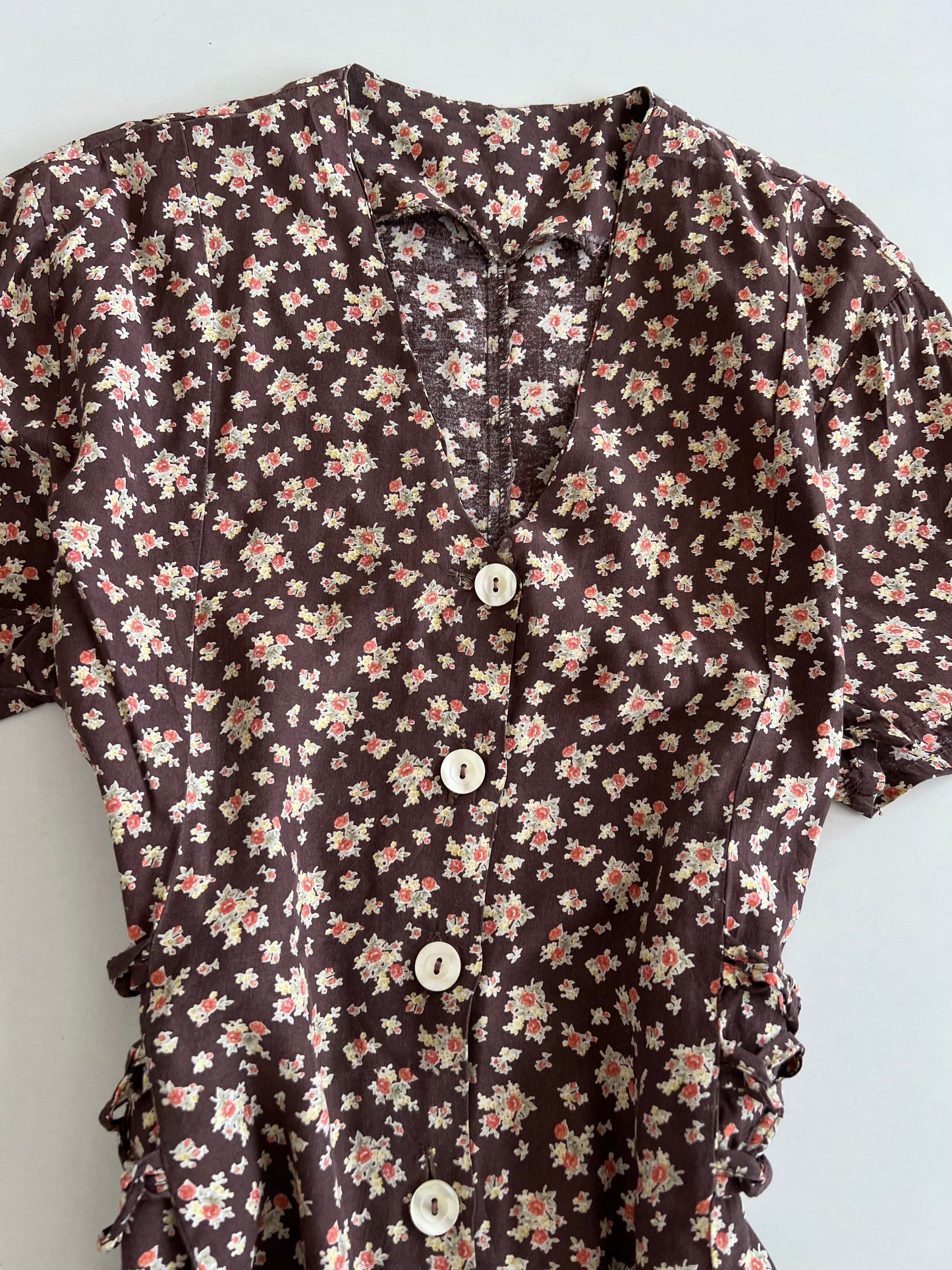Floral Buttondown Vintage Dress-Bust 42