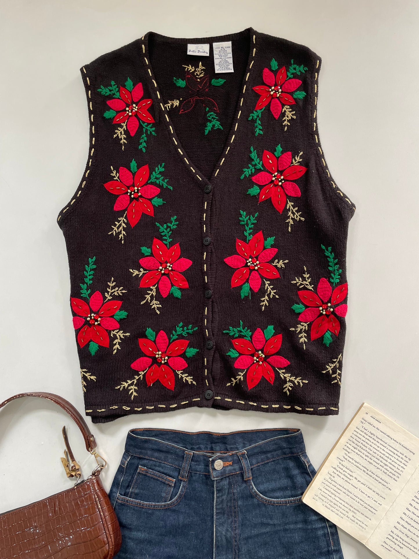 Embroidered Sweater Vest-Bust 44