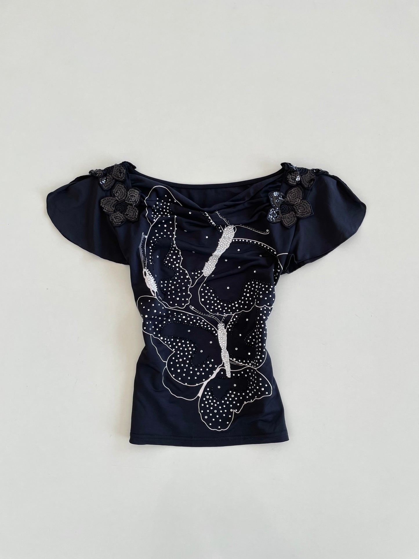 Cowl Neck Vintage Sequin Top-Bust 34 to 36