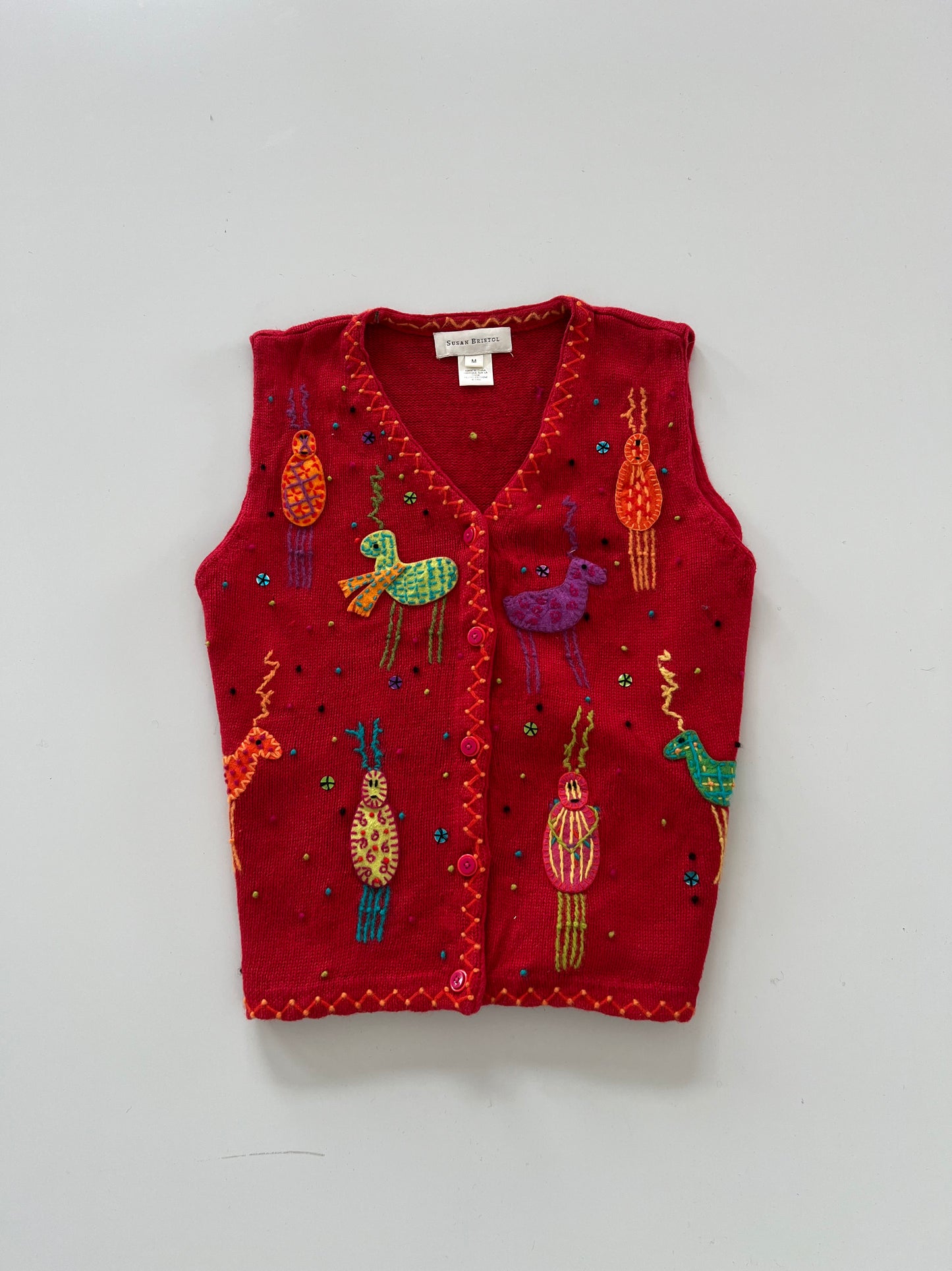 Susan Bristol Embroidered Sweater Vest-Bust 48