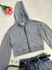 Ash Blue Soft Hooded Zipper - Bust 34 to 38