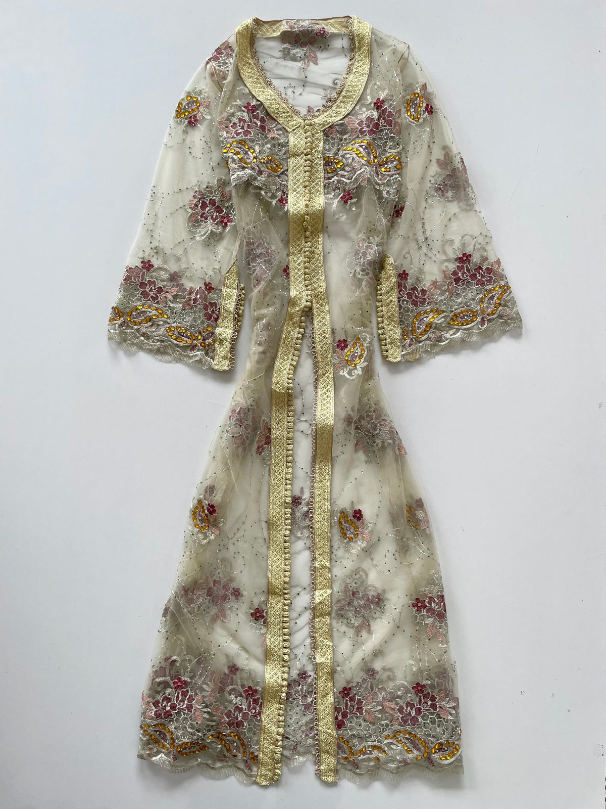 Embroidered Sheer Desi Kurta-Bust 48