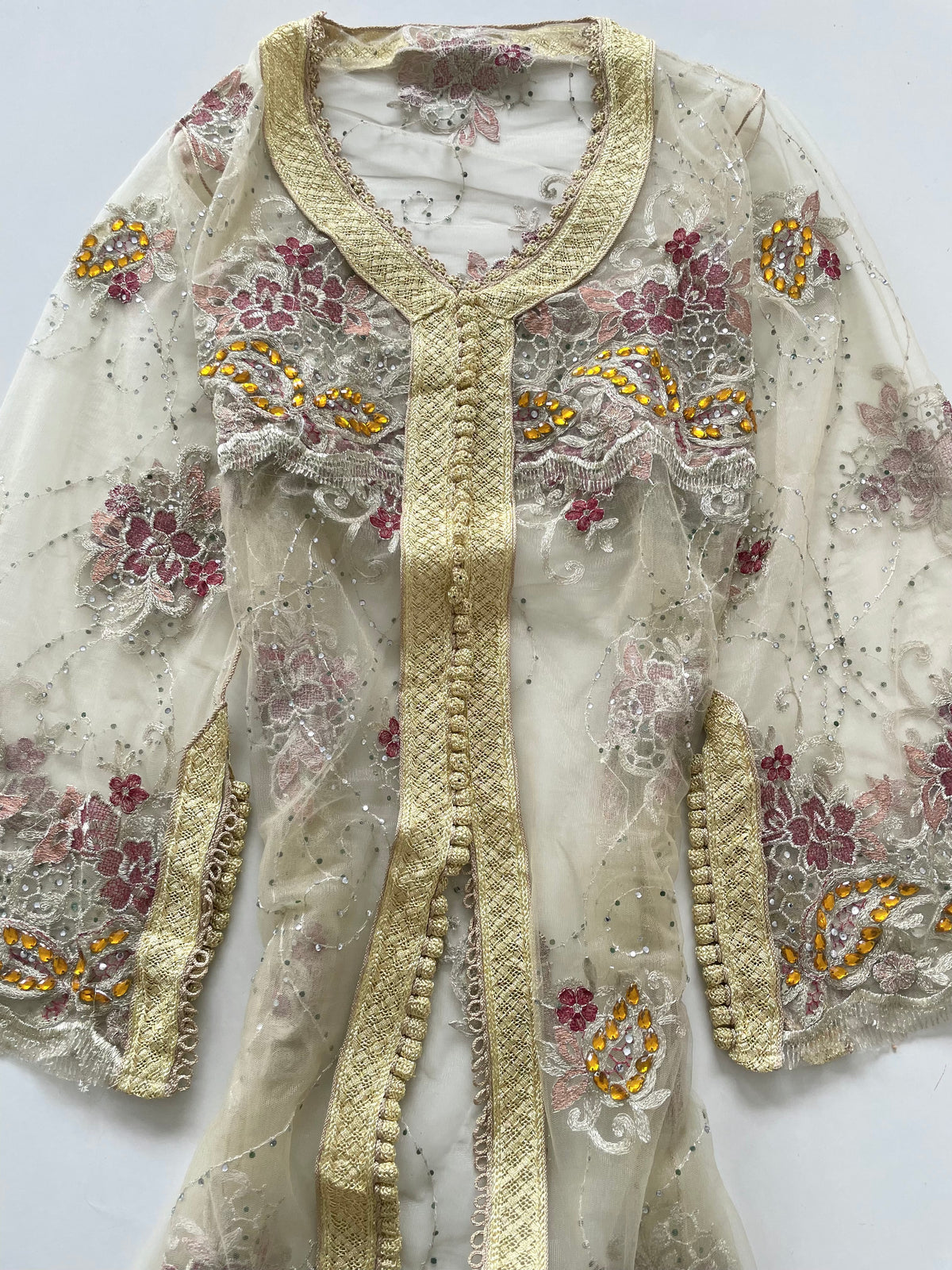 Embroidered Sheer Desi Kurta-Bust 48